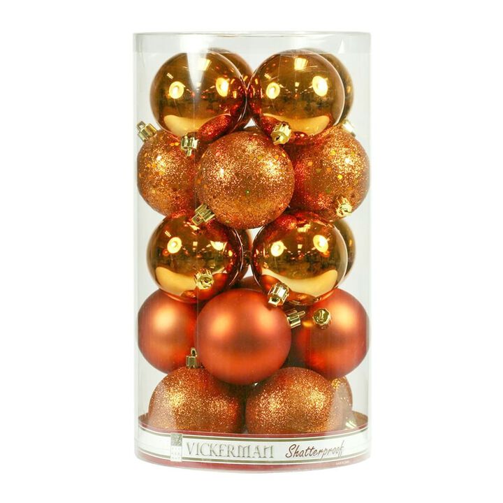 Vickerman 16367-3" Burnished Orange Matte Shiny Sequin Glitter Ball Christmas Tree Ornament (16 pack) (N590818)