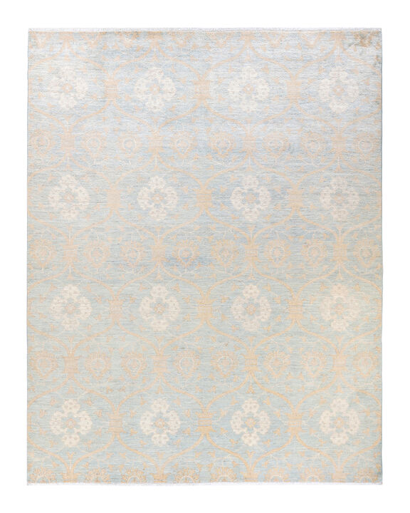 Eclectic, One-of-a-Kind Hand-Knotted Area Rug  - Light Blue, 7' 10" x 10' 1"