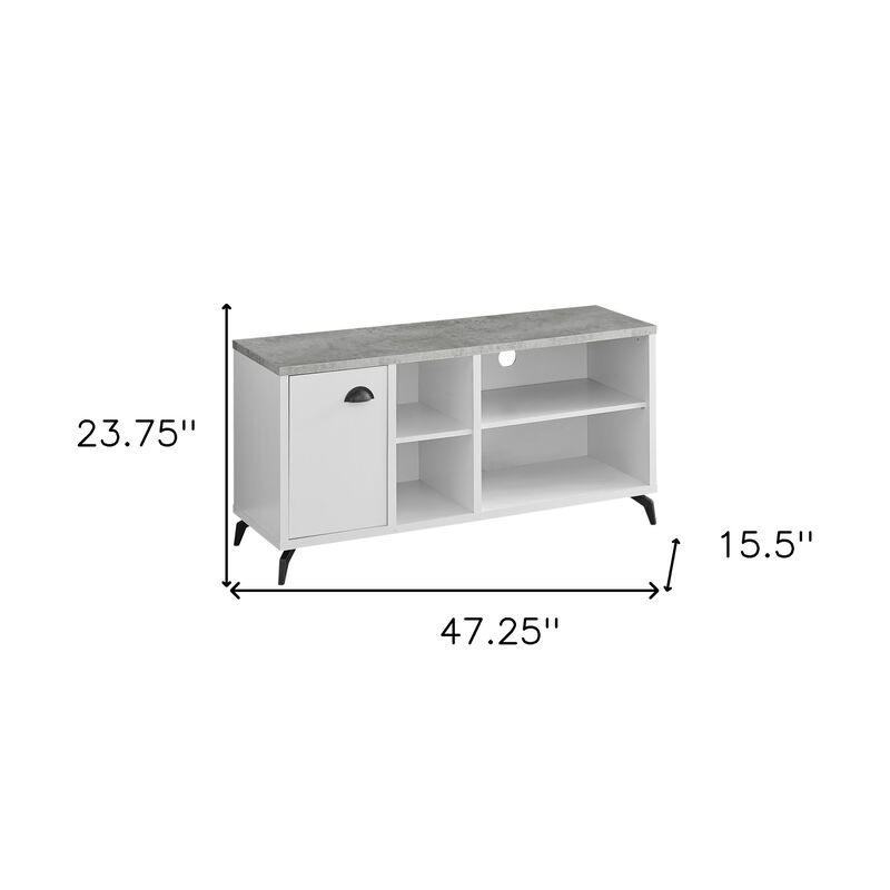 HomeRoots 47" Gray And White Wood Enclosed and Open Storage TV Stand image number 4