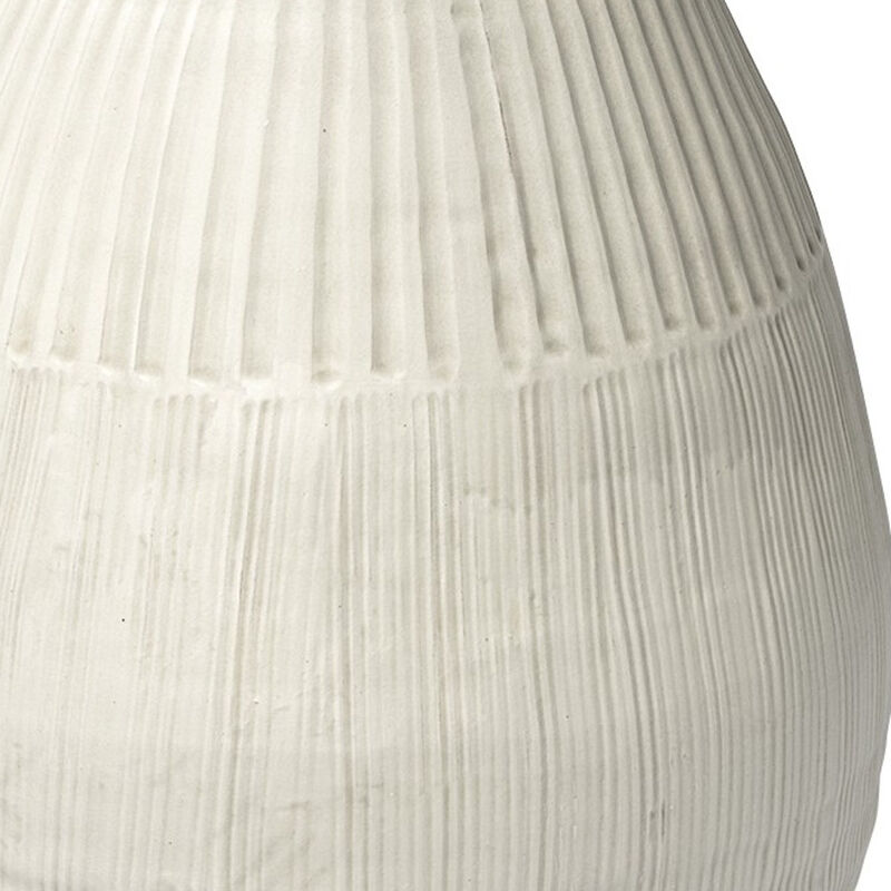 Decorative Ceramic Vase with Embossed Stripe Design for Living Room