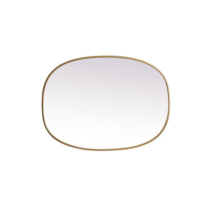 Elegant Decor Metal Frame Oval Mirror 27x36 Inch in Brass