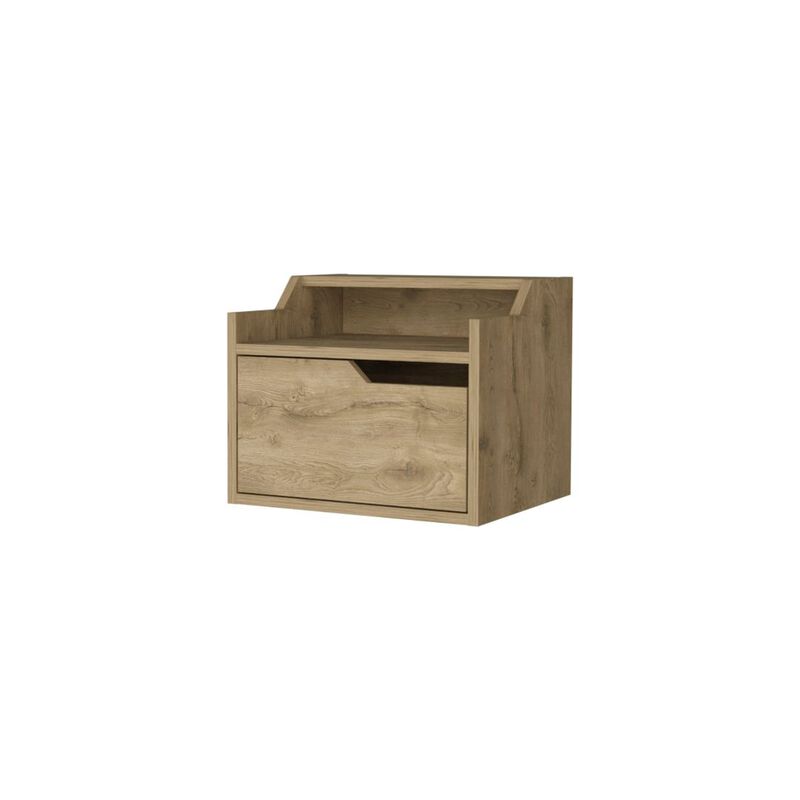 HomeRoots 13" Beige Wood One Drawer Floating Nightstand image number 3