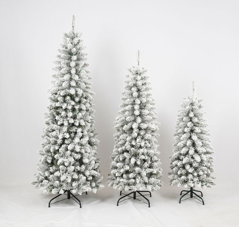 Whisen 3 Pcs Flocked Artificial Christmas Tree Set with Lights, 4ft 5ft 6ft Christmas Snow Tree Set image number 7
