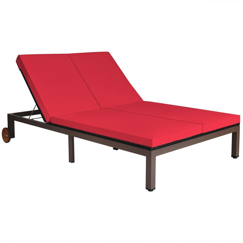 2-Person Patio Rattan Lounge Chair with Adjustable Backrest image number 0