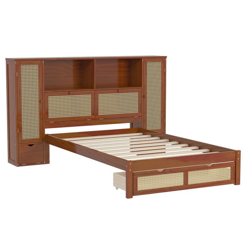 Merax Wooden Platform Bed with Storage Headboard