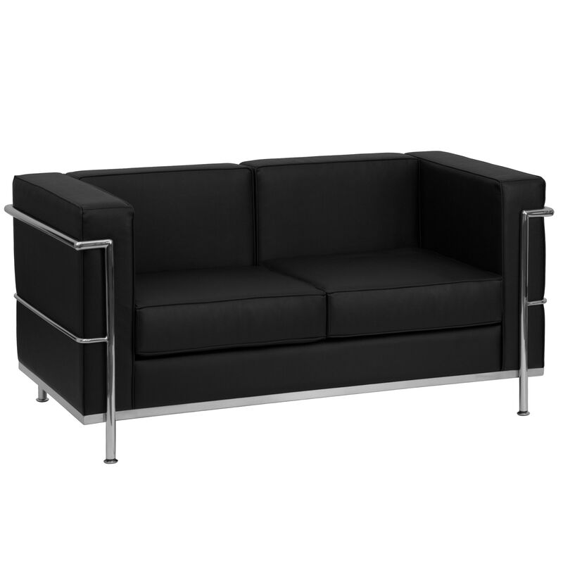 Flash Furniture HERCULES Regal Series Contemporary Black LeatherSoft Loveseat with Encasing Frame image number 0
