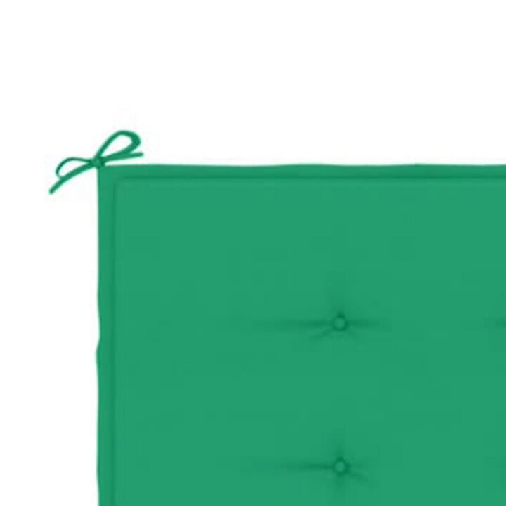 Claire Outdoor Cushion for Bench, Button Tufted Green Fabric, 59 Inch - Benzara