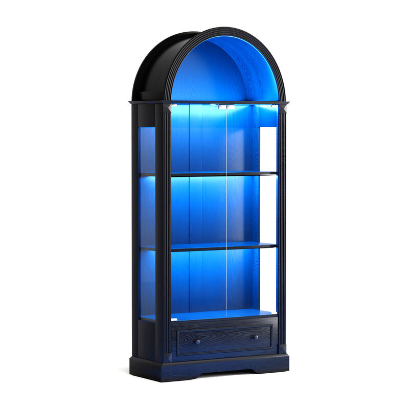 Kinhel 70.9" tall arched glass doors display cabinet image number 5