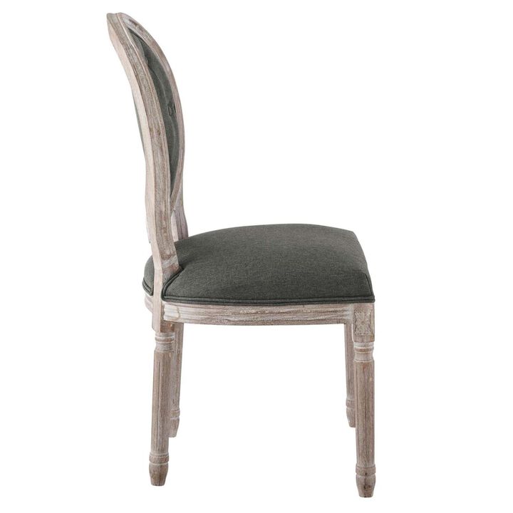 Modway Arise French Vintage Upholstered Fabric Dining Chair in Natural Gray