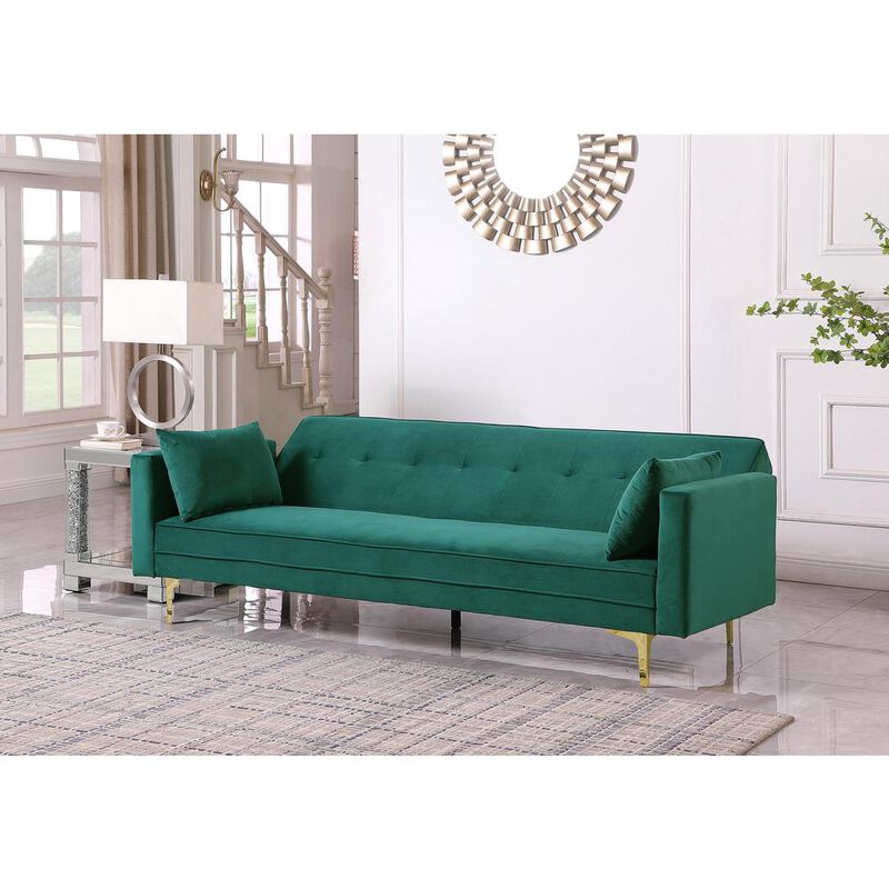 Carolina Living Siena Velvet Convertible Sleeper Sofa - Emerald Green