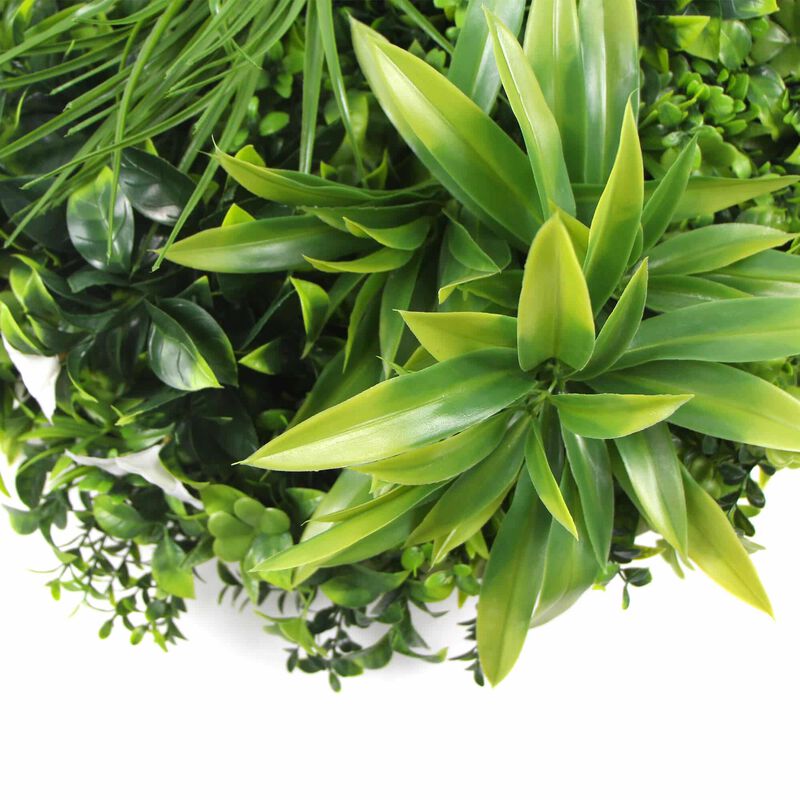 Slimline Flowering White Artificial Green Wall Disc UV Resistant 40" (White Frame Wall Art) image number 5