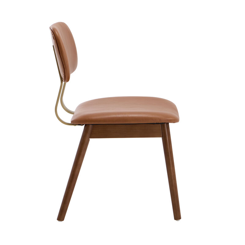 Nertek Mid‑Century Faux‑Leather Rubberwood Dining Chair image number 4