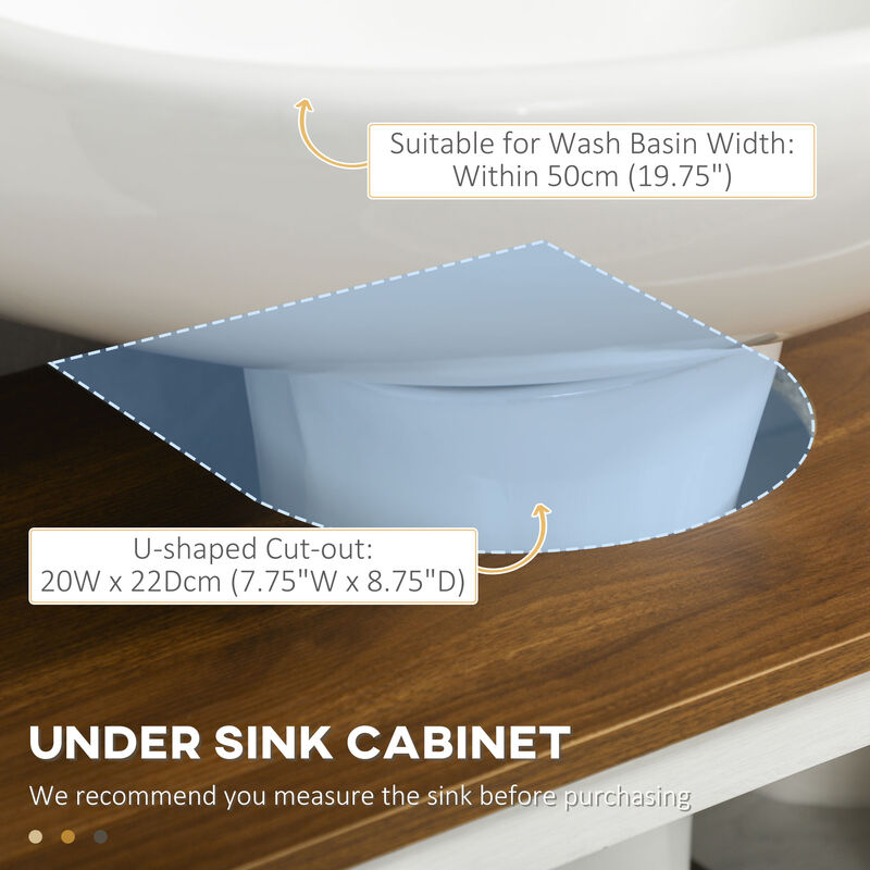 Bathroom Sink Cabinet, Pedestal Sink Storage Cabinet with Doors, White image number 5