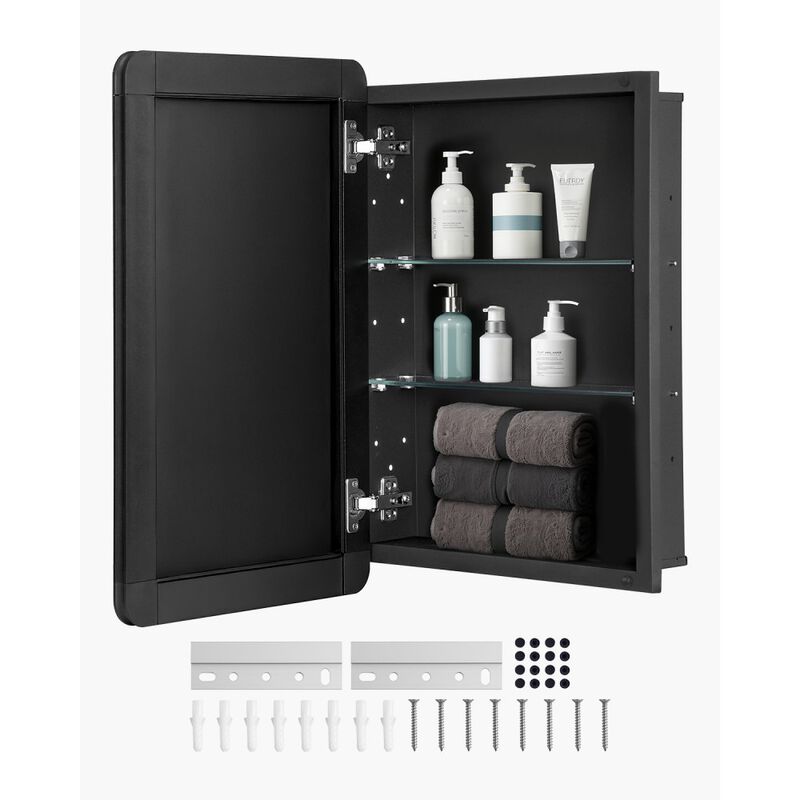 Wall Mount Medicine Cabinet with Mirror and Adjustable Storage Shelves