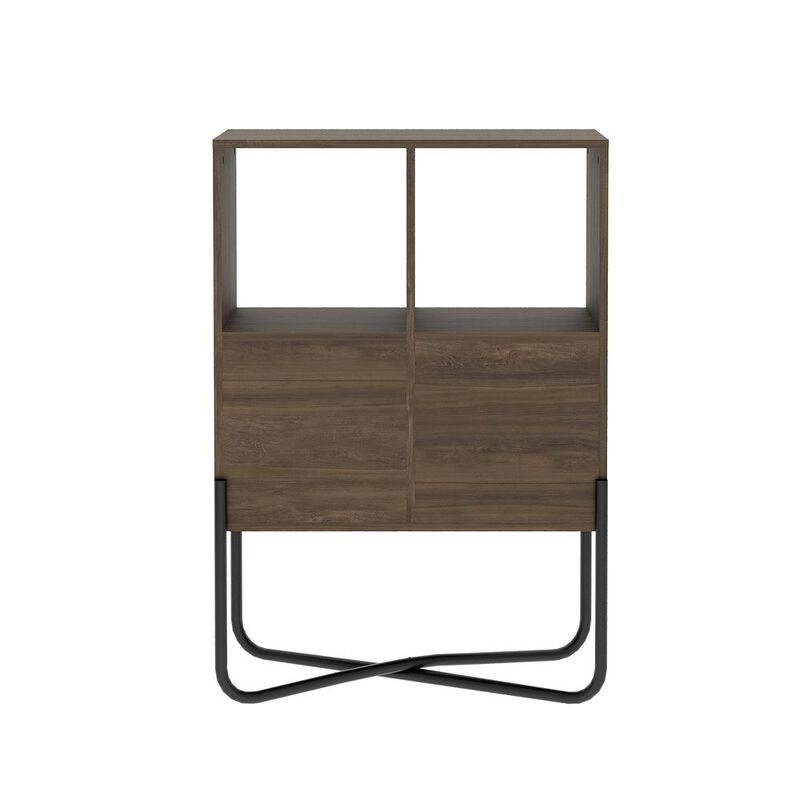 Techni Mobili Modern Geometric Bookcase, Walnut