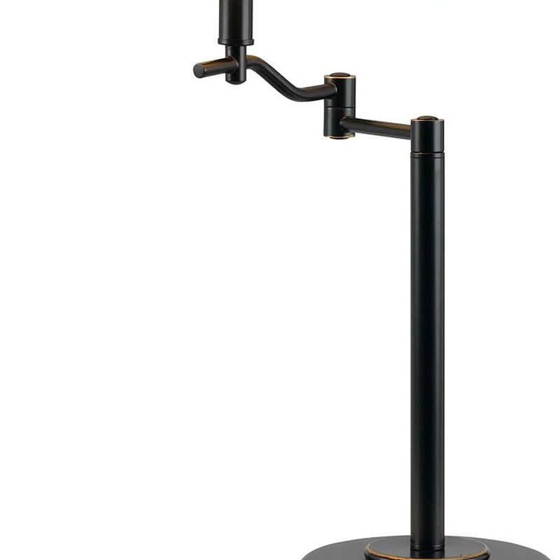 Hivvago 29" Bronze Metal Swing Arm Table Lamp With Off White Empire Shade
