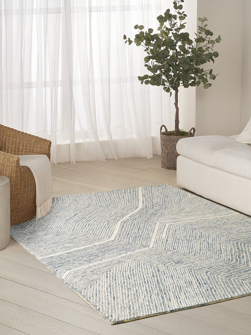 Pure Angles ANG01 Ivory/Blue 5'3" x 7'3" Rug image number 1