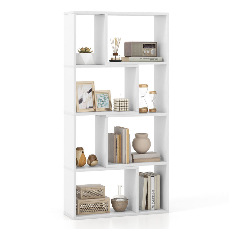 4-Tier Geometric Bookshelf with 8 Cubes for Living Room Bedroom