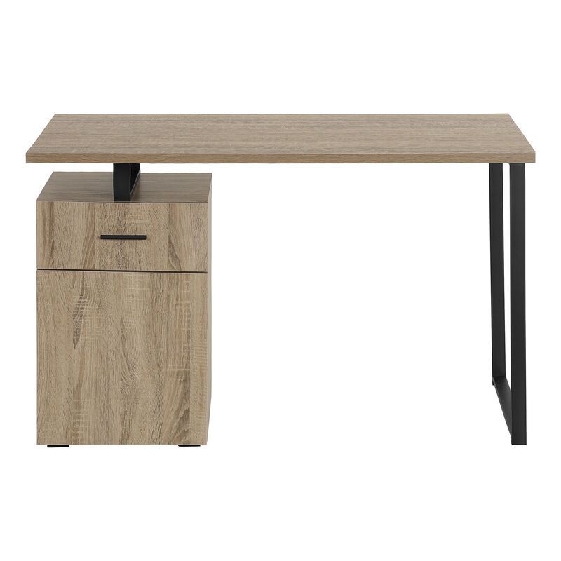 HomeRoots 47" Taupe and Black Wood and Metal Sled Computer Desk image number 2