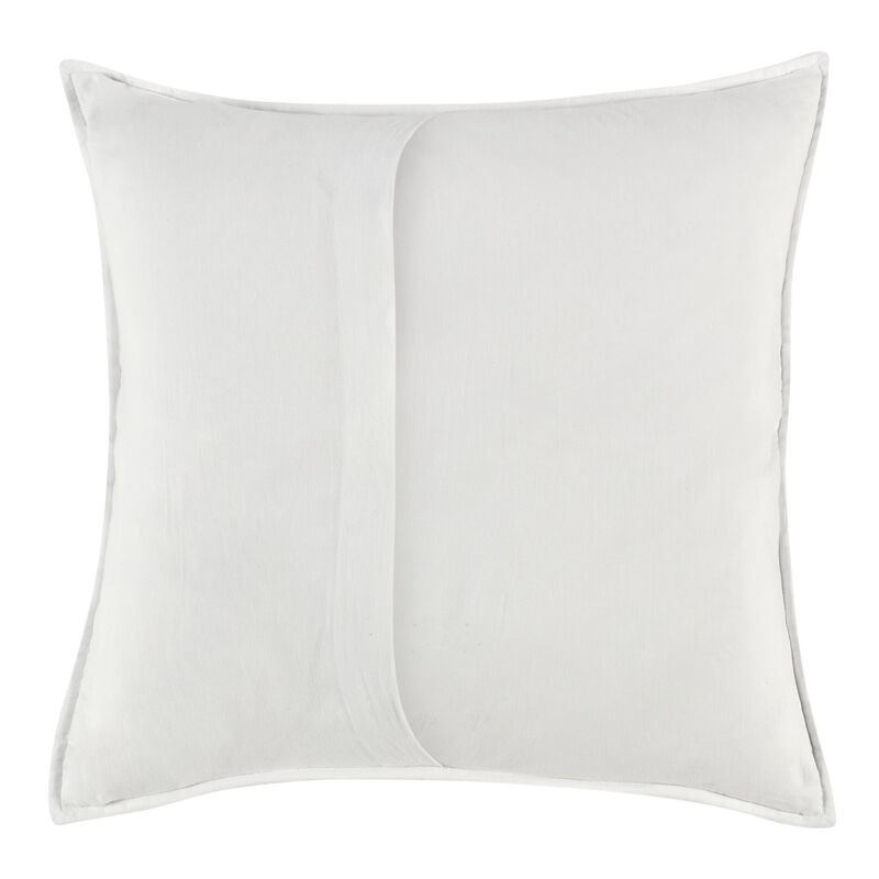 Rawi Square Euro Pillow Sham, 26 Inch Channel White Cotton Ramie - Benzara