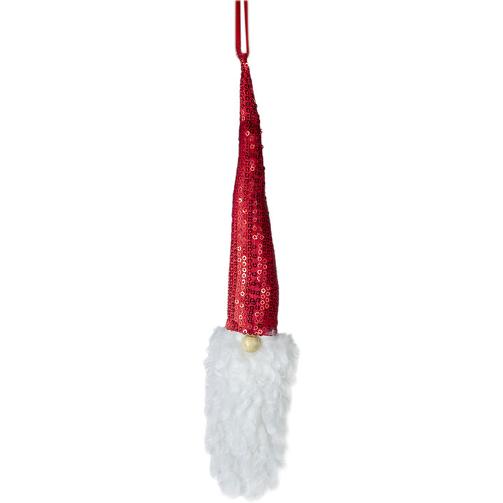 11" Red Sequin Santa Head With a Warm Hat Christmas Ornament