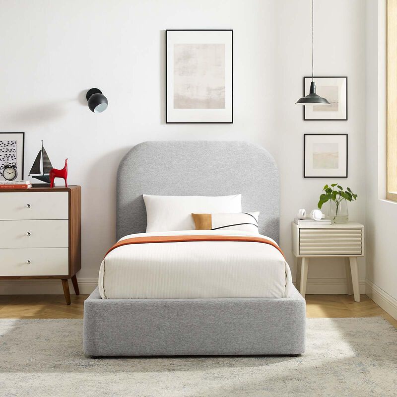 Keynote Upholstered Fabric Curved Twin Platform Bed image number 1