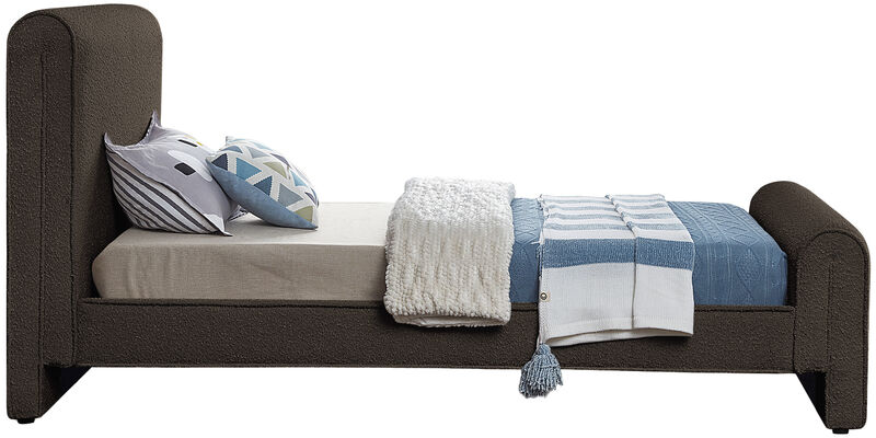 Meridian Furniture Stylus Brown Boucle Fabric Twin Bed image number 4