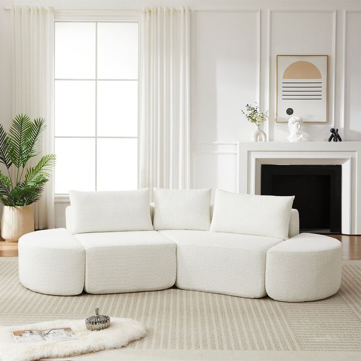 Clihome 106.3" V-Shaped Modular Sectional Sofa Set, Chenille Couch with 3 Cushions & 2 Armless Ottomans