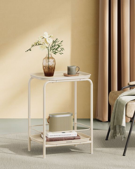 Storage Coffee Table with Metal Frame &ndash; 2-Tier Design with Functional Tray Top for Compact Spaces