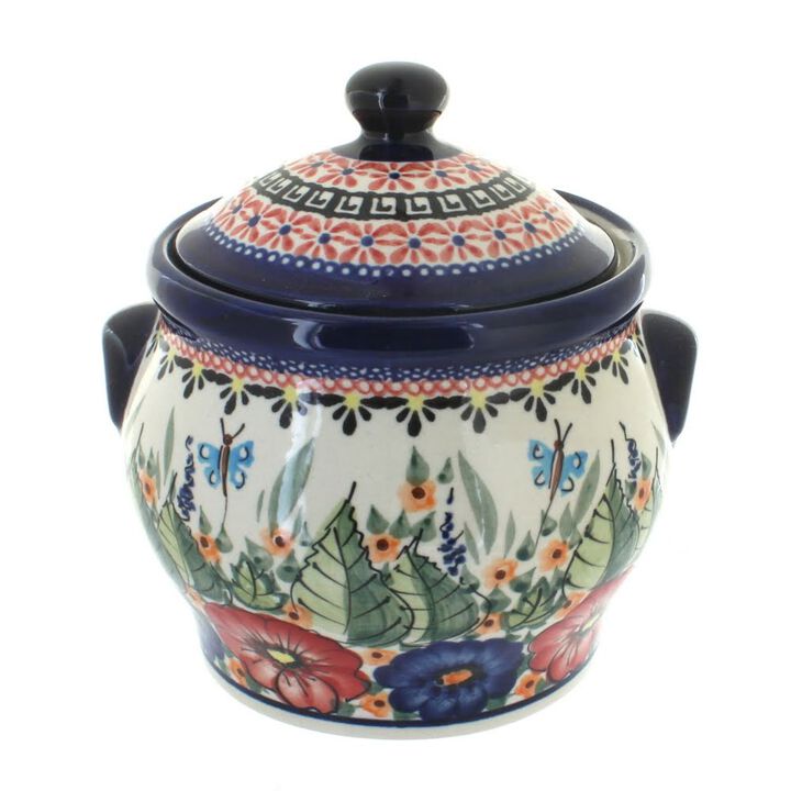 Blue Rose Polish Pottery Nature Medium Canister
