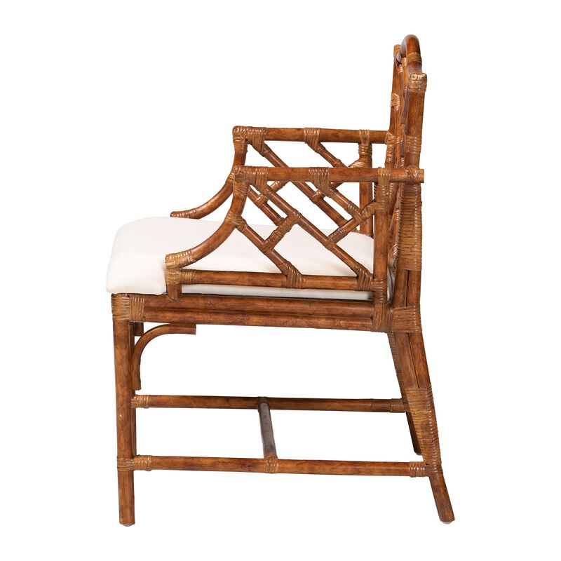 bali & pari Aella Marbled Tortoise Natural Rattan Armchair - Handcrafted Wicker Accent Seating with Open Back image number 3