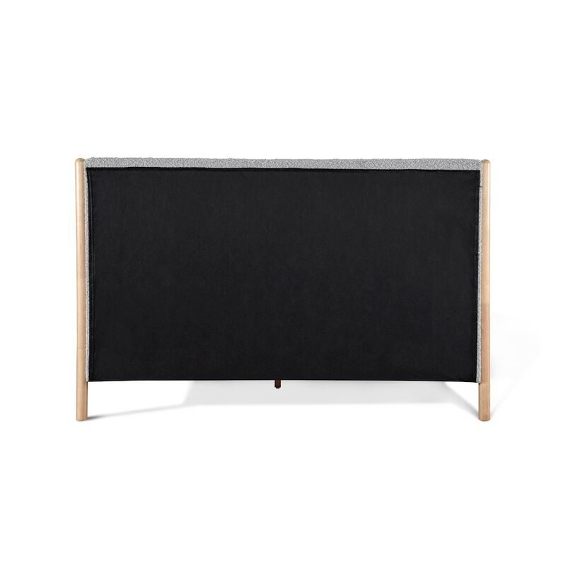 Omax Decor Liana Upholstered Platform Queen Bed in Gray Boucle Fabric