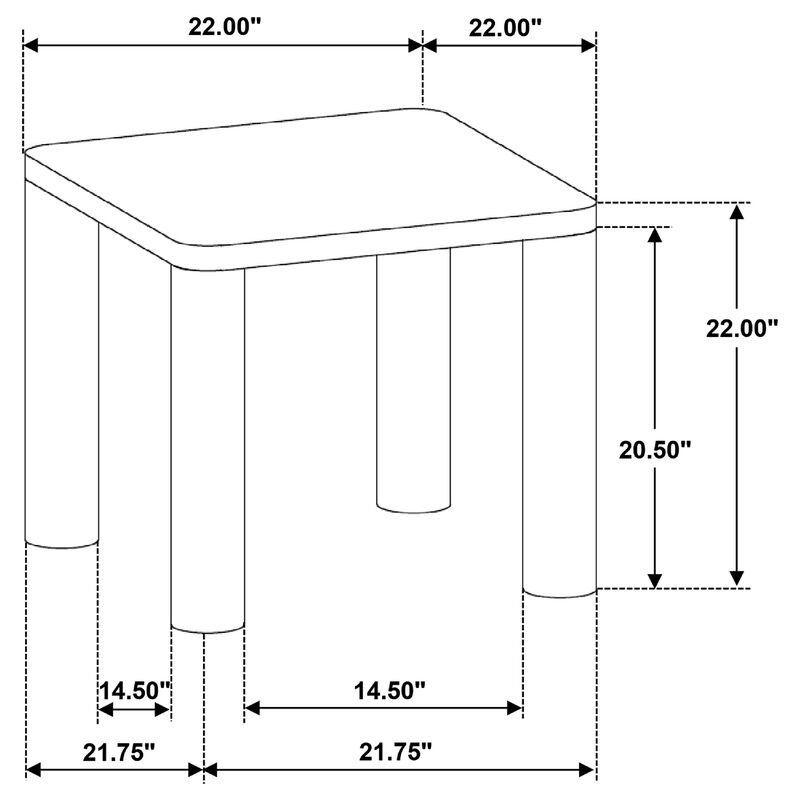 Givy Square Accent Side End Table, Pillar-Style Legs, Brown Oak 22 Inch image number 7