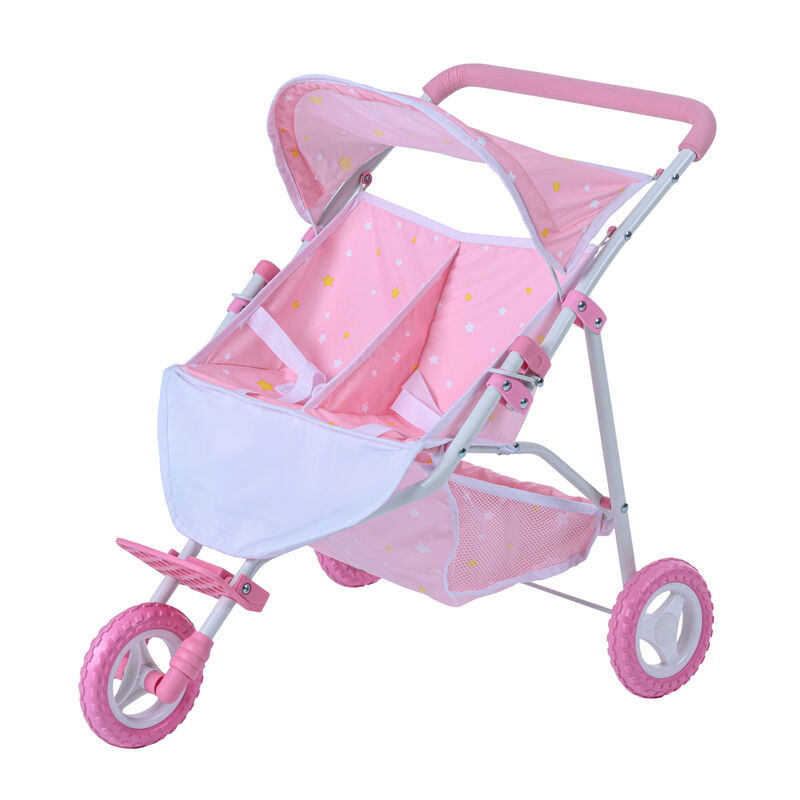 Olivia's Little World Twinkle Star Princess Baby Doll Twin Stroller, Pink image number 0