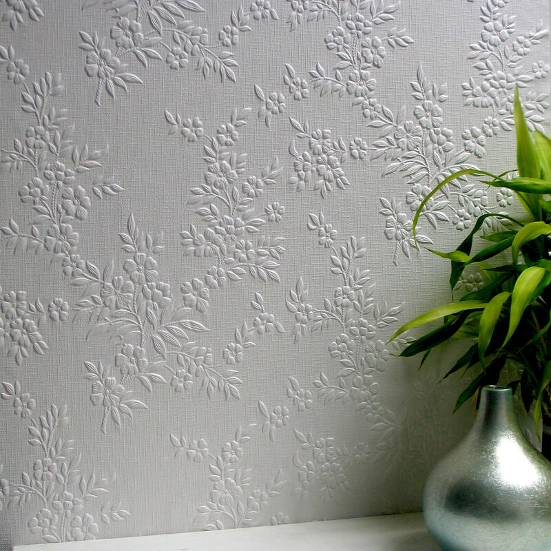 Portland White Paintable Anaglypta Original Wallpaper image number 0