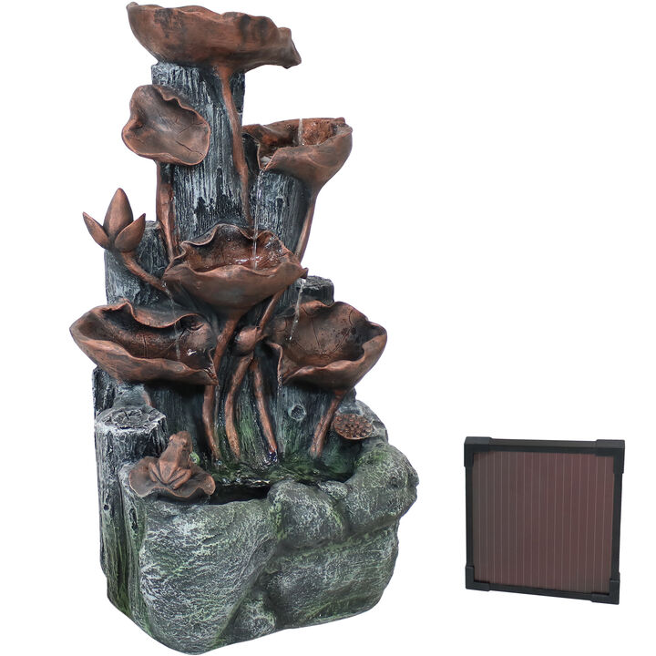 Sunnydaze Driftwood and Stems Solar Water Fountain with Battery - 30 in