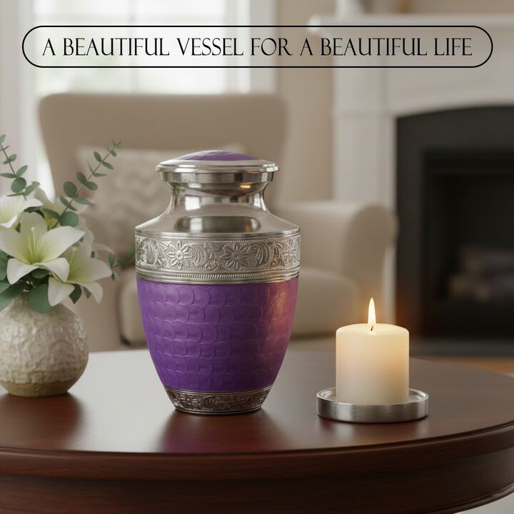 Engraved Memorial Urn with Textured