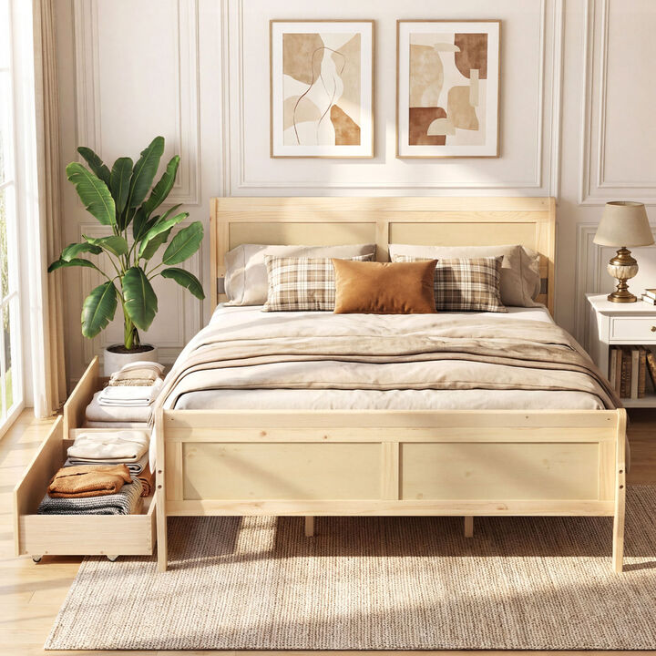 Modern Bed Frame with 2 Underbed Storage Drawers and Footboard