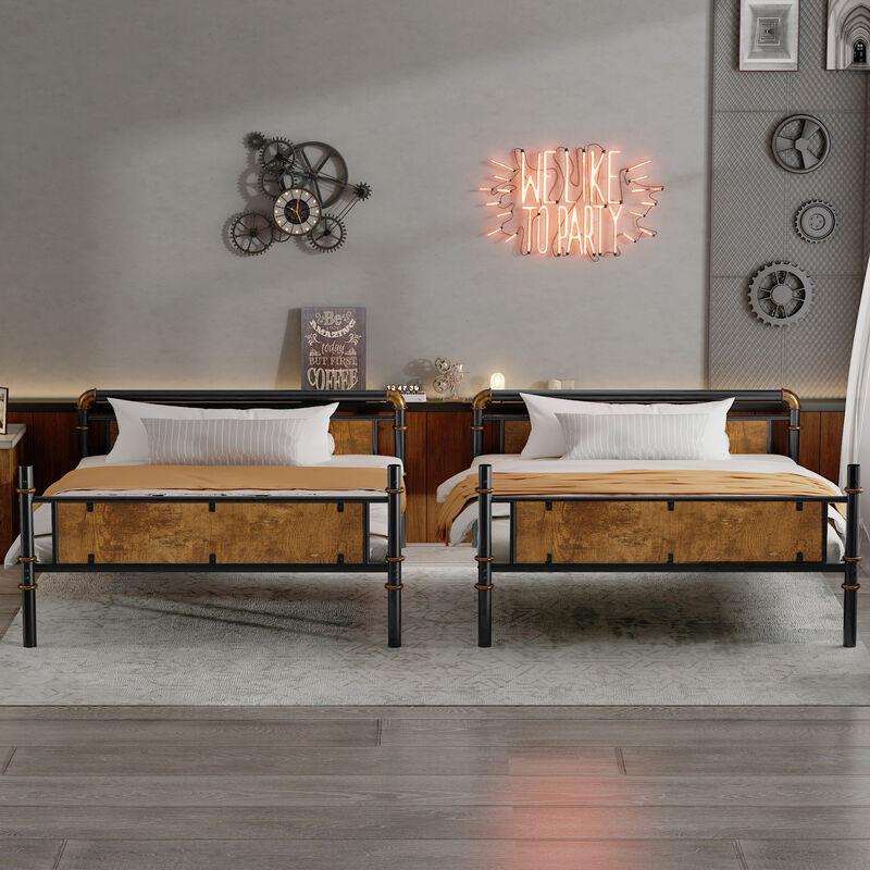 Detachable Metal Bunk Bed with Safety Guard Rails &ndash; Industrial Style for Teen Bedrooms