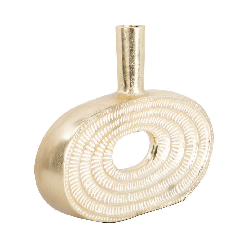 Metal 10" Tribal Cut Out Vase image number 2