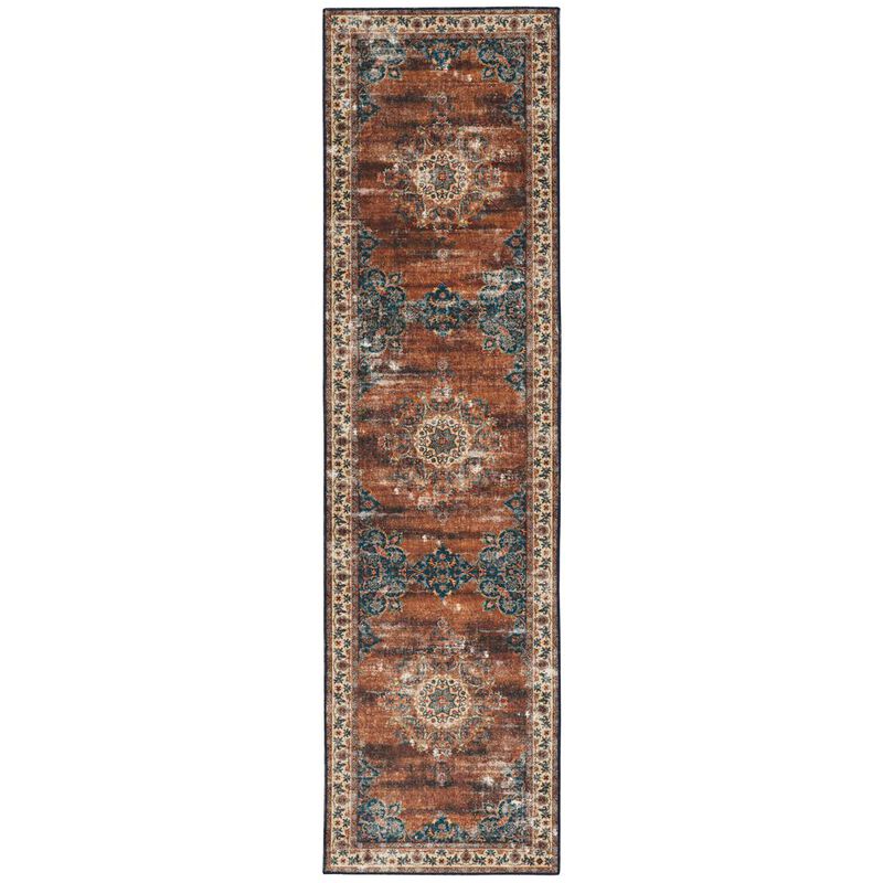 Linon Washable Foster Russet/Ivory, Rug image number 0