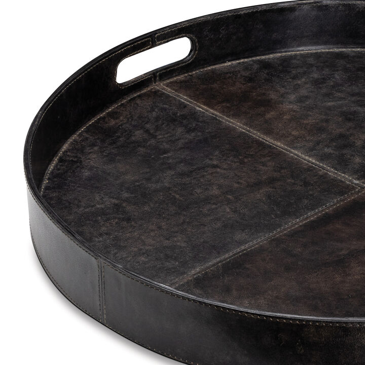 Derby Round Leather Tray