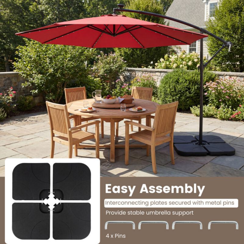 4-Piece Cantilever Offset Base 164 LBS Heavy-Duty Square with U-Locking Pins-Black image number 6