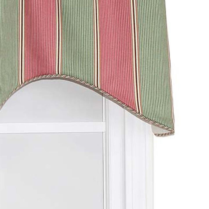 RLF Home Parlor Stripe Cornice Window Treatment Valance Fits up to 48"W 3" Rod Pocket 50" x 17" Watermelon
