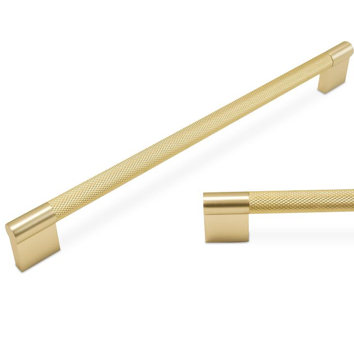 BUKOBYHE 10 Pack 10Inch Brushed Brass Kitchen Cabinet Handles Knurled Cabinet Pulls Gold Drawer Pulls Kitchen Hardware