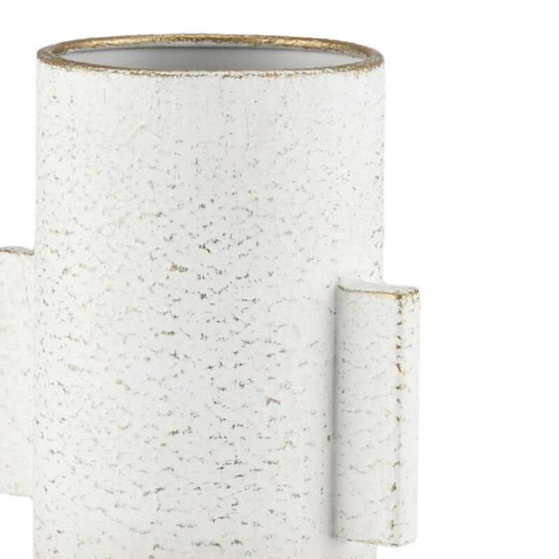 HomeRoots 13" Off White And Gold Metal Table Vase image number 2