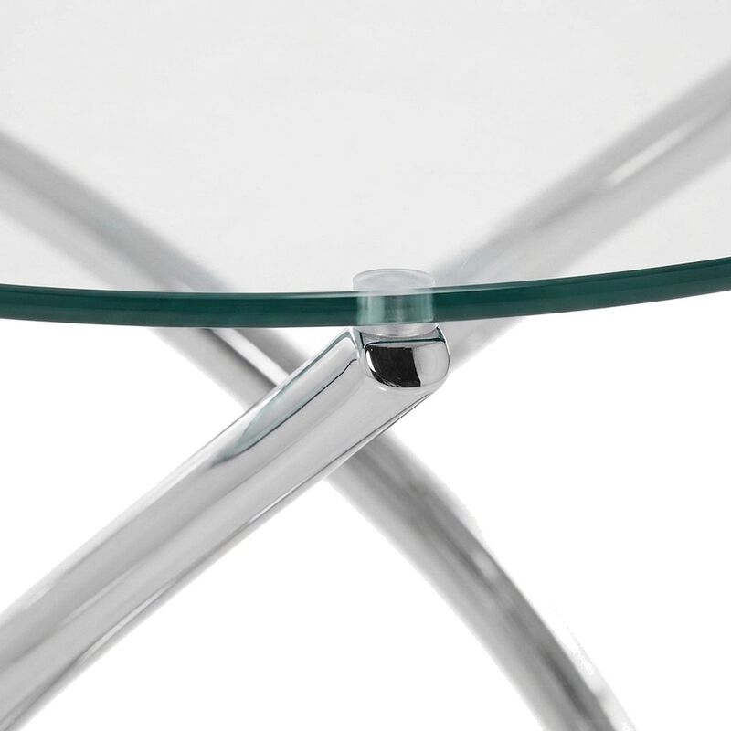 FurniFact Metal and Glass-Top Nesting Cocktail and Round End Table Set of 3 image number 4