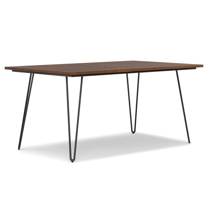 Hunter 66 inch x 40 inch Rectangle Industrial Dining Table in Walnut Veneer