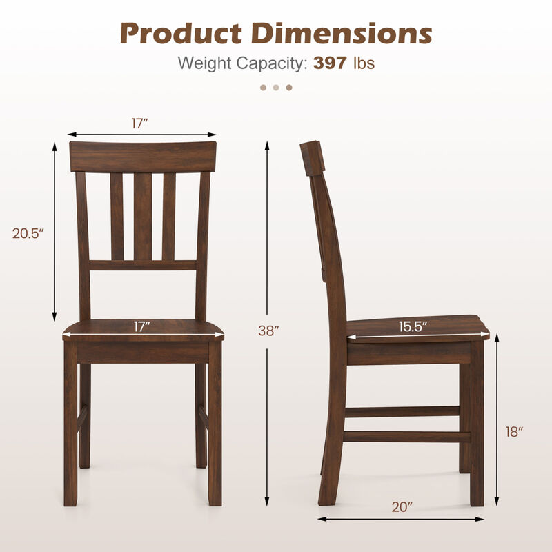 Set of 4 Dining Room Chairs with Rubber Wood Frame and Slat Backrest image number 2