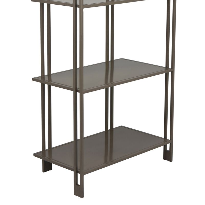Bush Plant Display Stand, Modern 4 Tier Gray Metal Finish, 38 Inch - Benzara